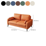 Dark Gray Stain Resistant Leather Square Arm Loveseat #size