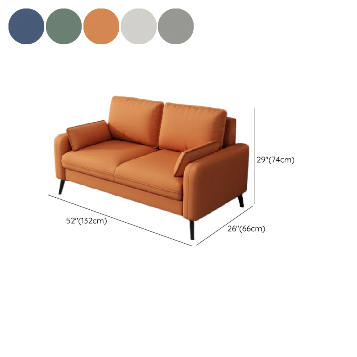 Dark Gray Stain Resistant Leather Square Arm Loveseat Image - 22