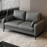 Dark Gray Stain Resistant Leather Square Arm Loveseat Image - 4
