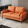 Dark Gray Stain Resistant Leather Square Arm Loveseat Image - 6