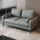 Dark Gray Stain Resistant Leather Square Arm Loveseat Image - 8