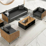 Dark Gray Waterproof Leather Sofa Set for Reception Image - 1