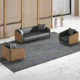Dark Gray Waterproof Leather Sofa Set for Reception Image - 10