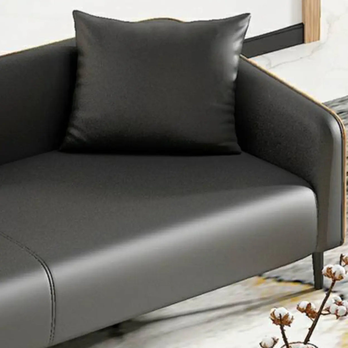 Dark Gray Waterproof Leather Sofa Set for Reception Image - 12