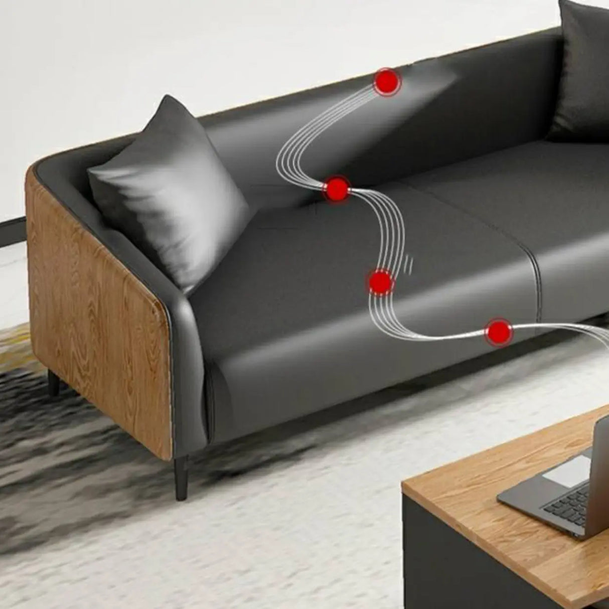 Dark Gray Waterproof Leather Sofa Set for Reception Image - 14