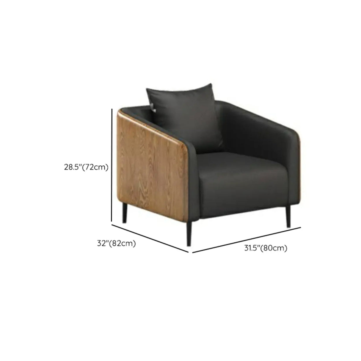 Dark Gray Waterproof Leather Sofa Set for Reception 