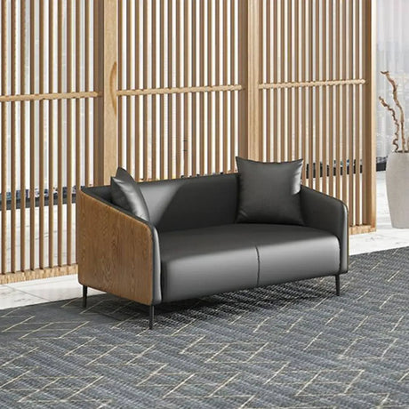 Dark Gray Waterproof Leather Sofa Set for Reception Image - 2