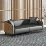 Dark Gray Waterproof Leather Sofa Set for Reception Image - 5