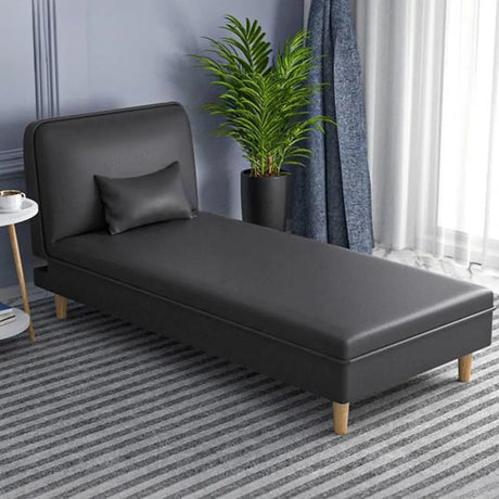 Dark Gray Wood Leg Upholstered Reclining Armless Chaise Image - 2