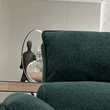 Dark Green Large Multifunctional L-Shaped Fabric Sofa Image - 10
