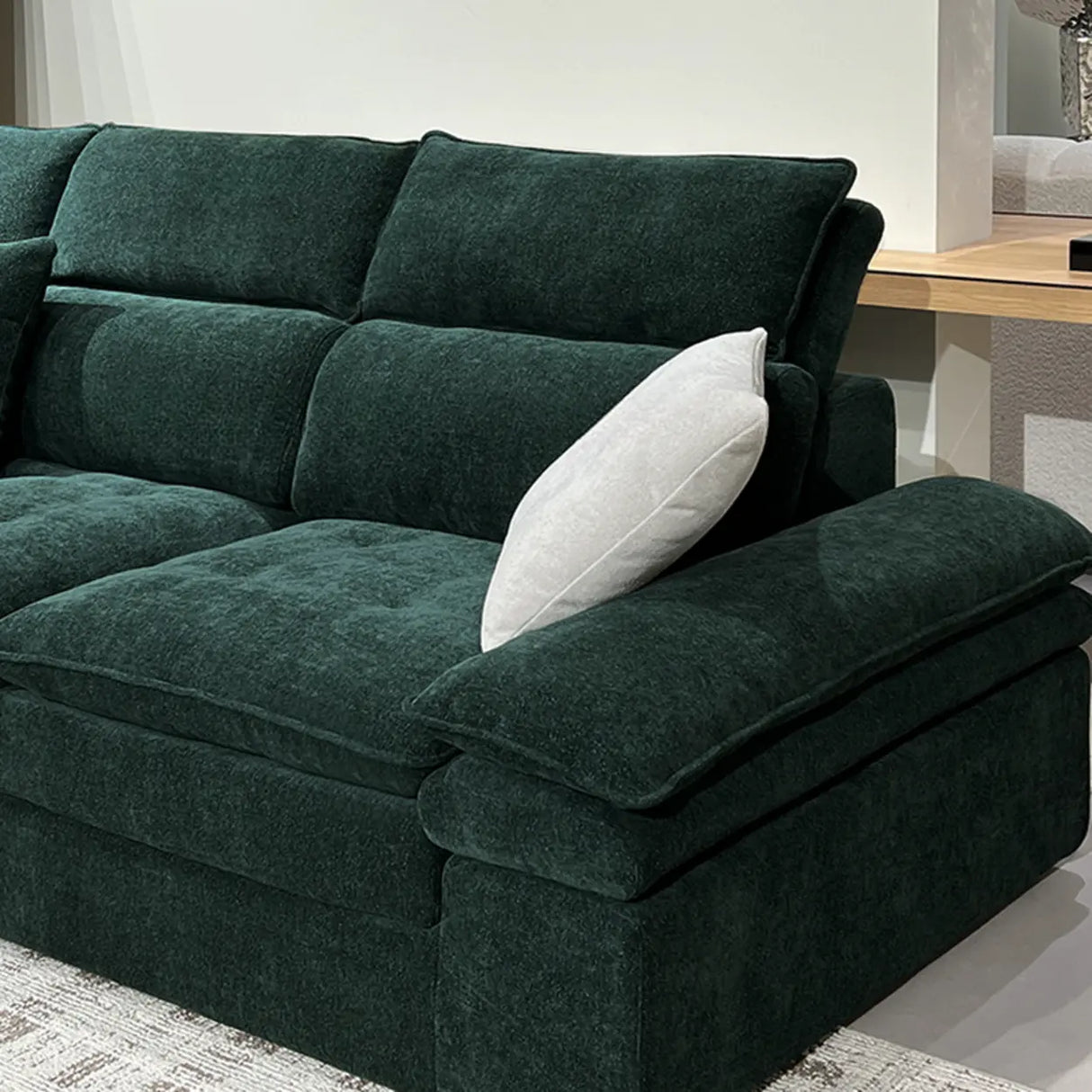 Dark Green Large Multifunctional L-Shaped Fabric Sofa Image - 11