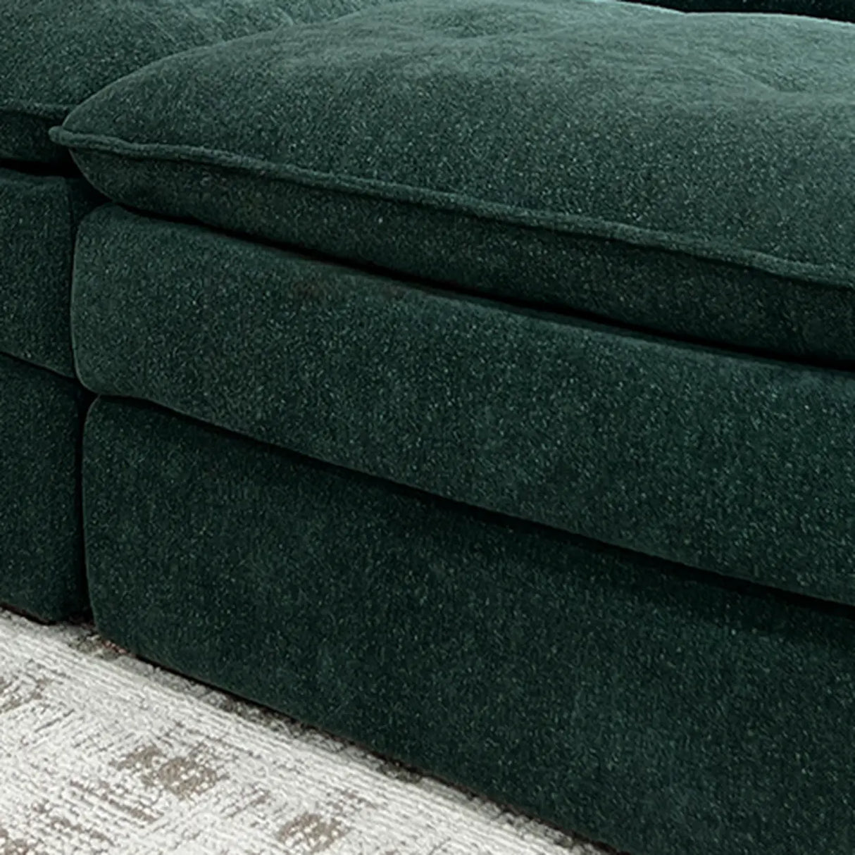 Dark Green Large Multifunctional L-Shaped Fabric Sofa Image - 13