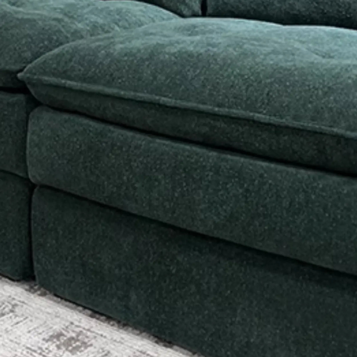 Dark Green Large Multifunctional L-Shaped Fabric Sofa Image - 14
