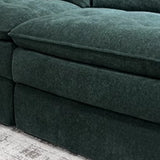 Dark Green Large Multifunctional L-Shaped Fabric Sofa Image - 14