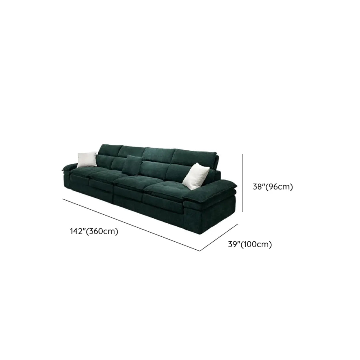 Dark Green Large Multifunctional L-Shaped Fabric Sofa 