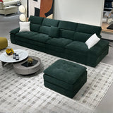 Dark Green Large Multifunctional L-Shaped Fabric Sofa Image - 3
