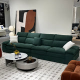Dark Green Large Multifunctional L-Shaped Fabric Sofa Image - 4