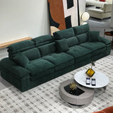Dark Green Large Multifunctional L-Shaped Fabric Sofa Image - 6