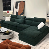 Dark Green Large Multifunctional L-Shaped Fabric Sofa Image - 7