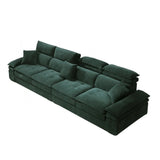 Dark Green Large Multifunctional L-Shaped Fabric Sofa Image - 8