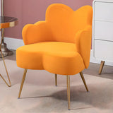 Dark Orange Recessed Arm Heart-Shape Gold Leg Arm Chair Image - 11