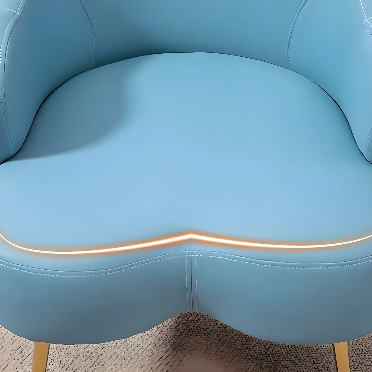 Dark Orange Recessed Arm Heart-Shape Gold Leg Arm Chair Image - 12