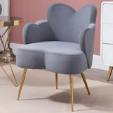 Dark Orange Recessed Arm Heart-Shape Gold Leg Arm Chair Image - 15