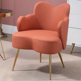 Dark Orange Recessed Arm Heart-Shape Gold Leg Arm Chair Image - 17