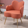 Dark Orange Recessed Arm Heart-Shape Gold Leg Arm Chair Image - 17
