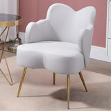 Dark Orange Recessed Arm Heart-Shape Gold Leg Arm Chair Image - 21