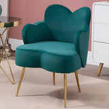 Dark Orange Recessed Arm Heart-Shape Gold Leg Arm Chair Image - 23