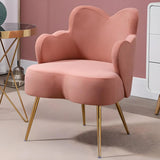 Dark Orange Recessed Arm Heart-Shape Gold Leg Arm Chair Image - 3