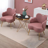 Dark Orange Recessed Arm Heart-Shape Gold Leg Arm Chair Image - 5