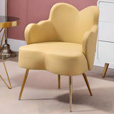 Dark Orange Recessed Arm Heart-Shape Gold Leg Arm Chair Image - 6