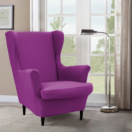 Dark Purple Fixed Back Cotton Fill High-Back Arm Chair Image - 1