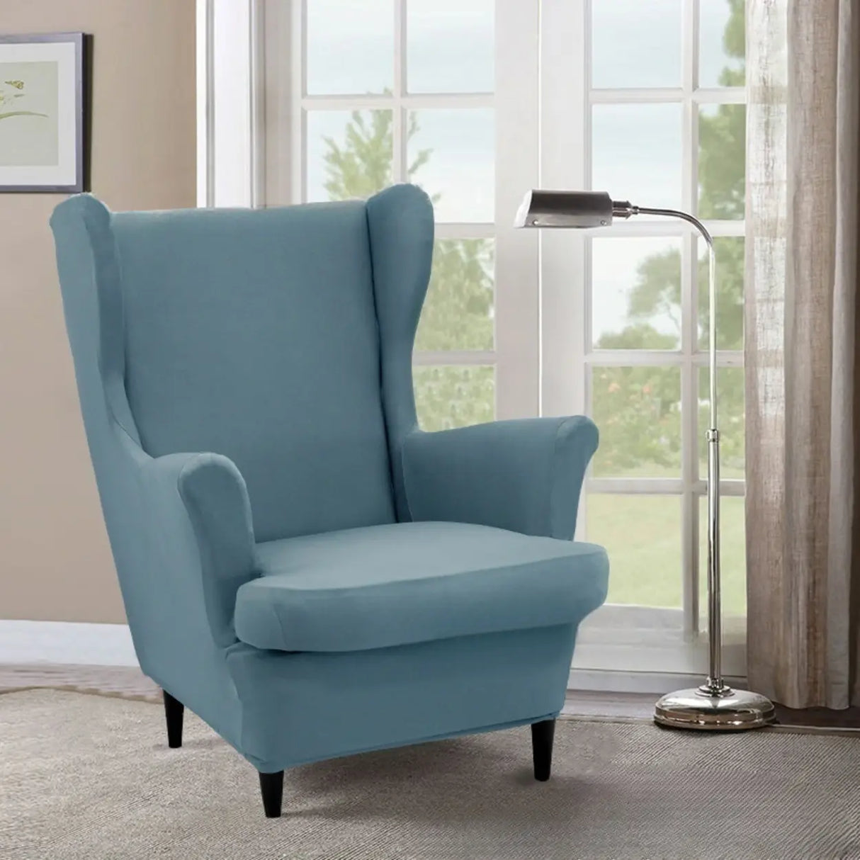 Dark Purple Fixed Back Cotton Fill High-Back Arm Chair Image - 12
