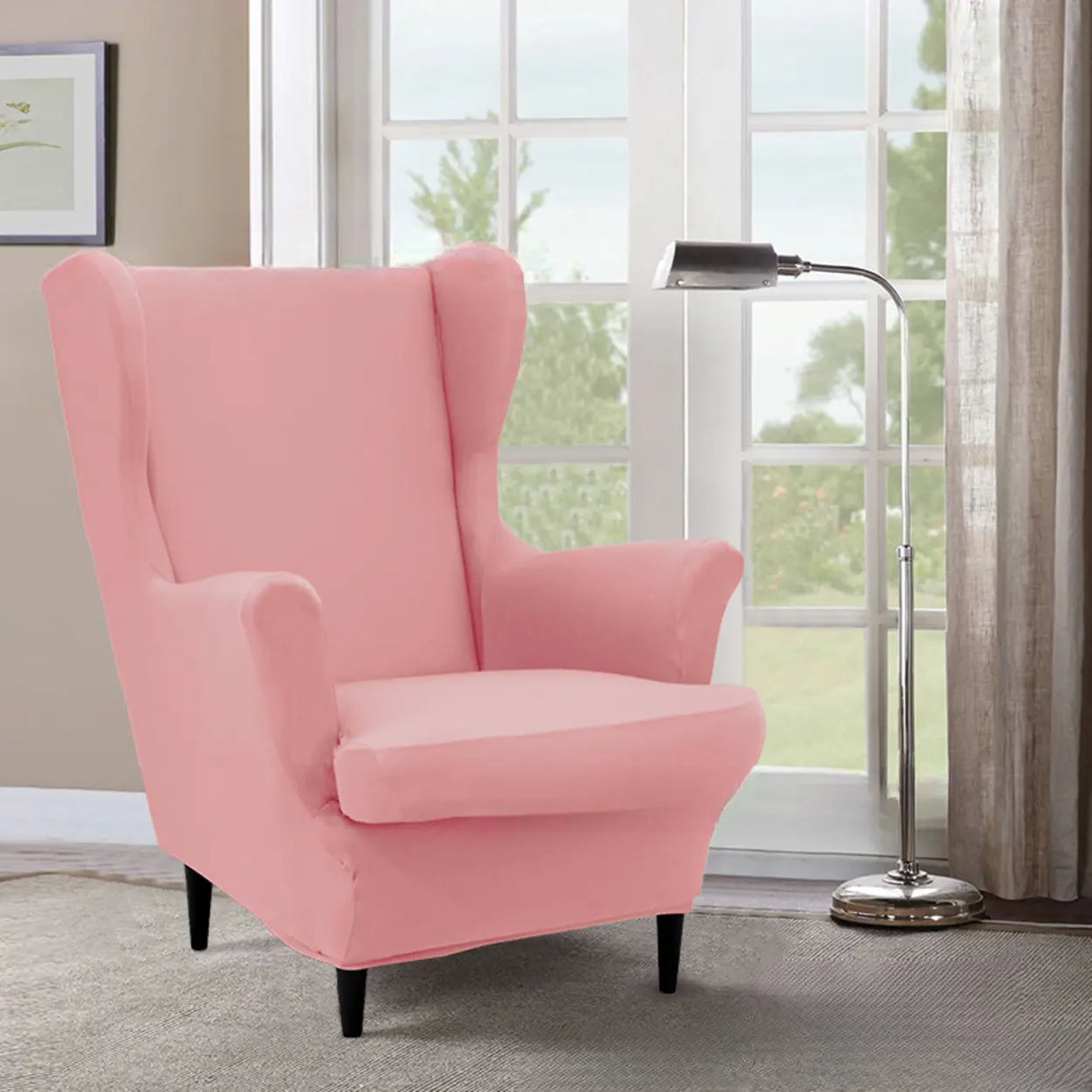 Dark Purple Fixed Back Cotton Fill High-Back Arm Chair Image - 20