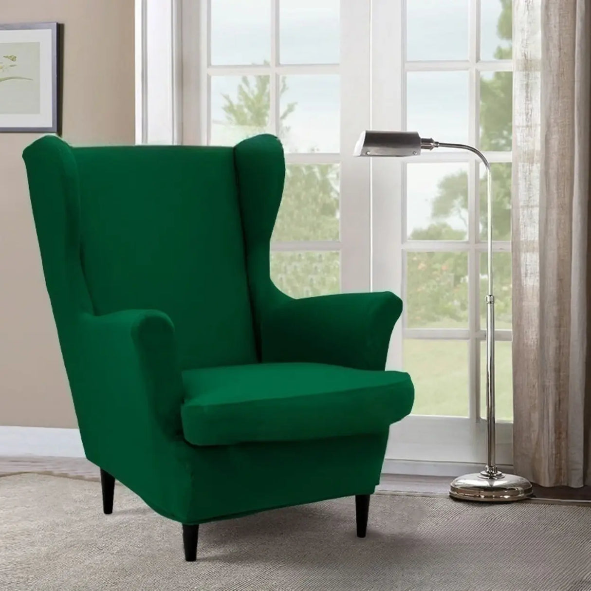 Dark Purple Fixed Back Cotton Fill High-Back Arm Chair Image - 28