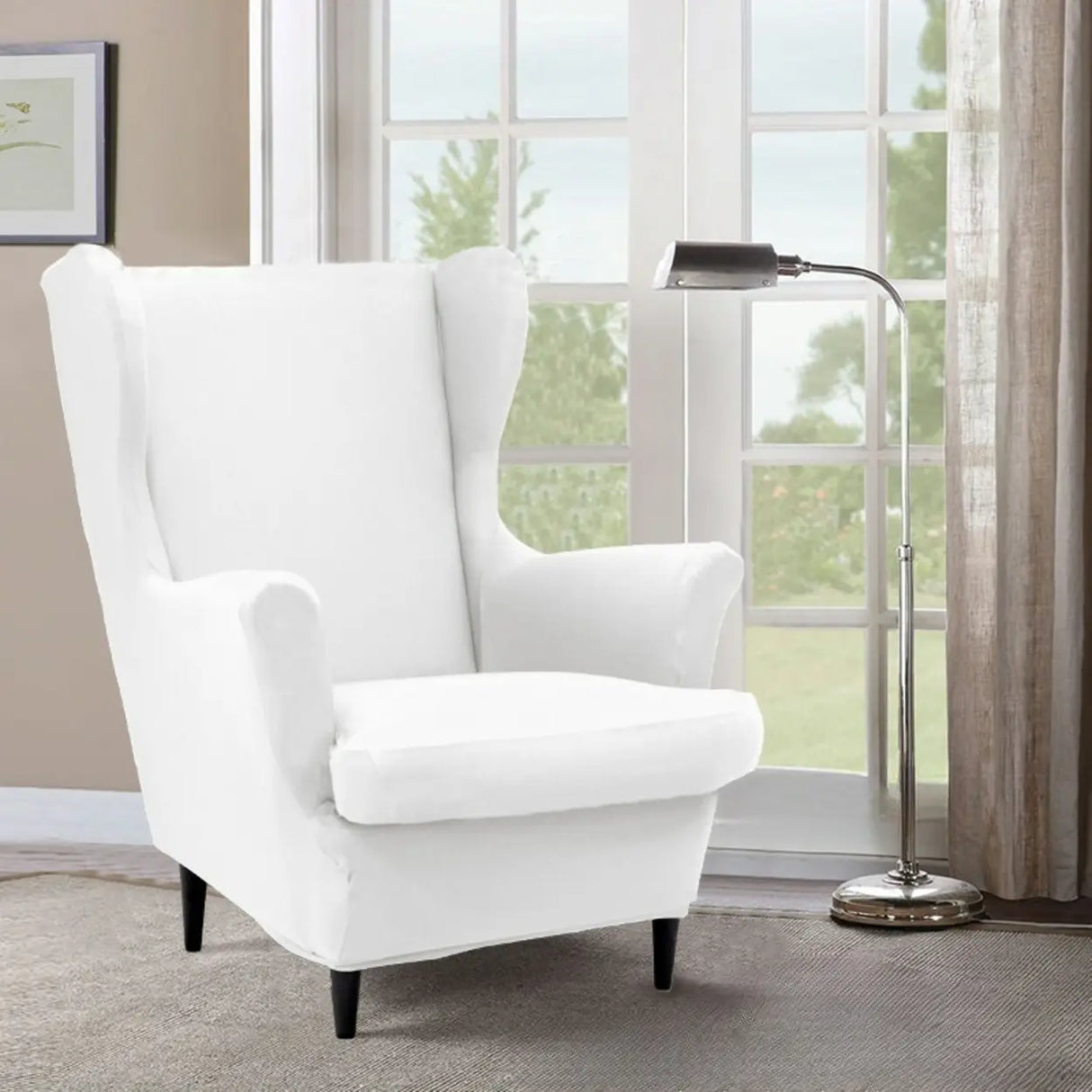 Dark Purple Fixed Back Cotton Fill High-Back Arm Chair Image - 30