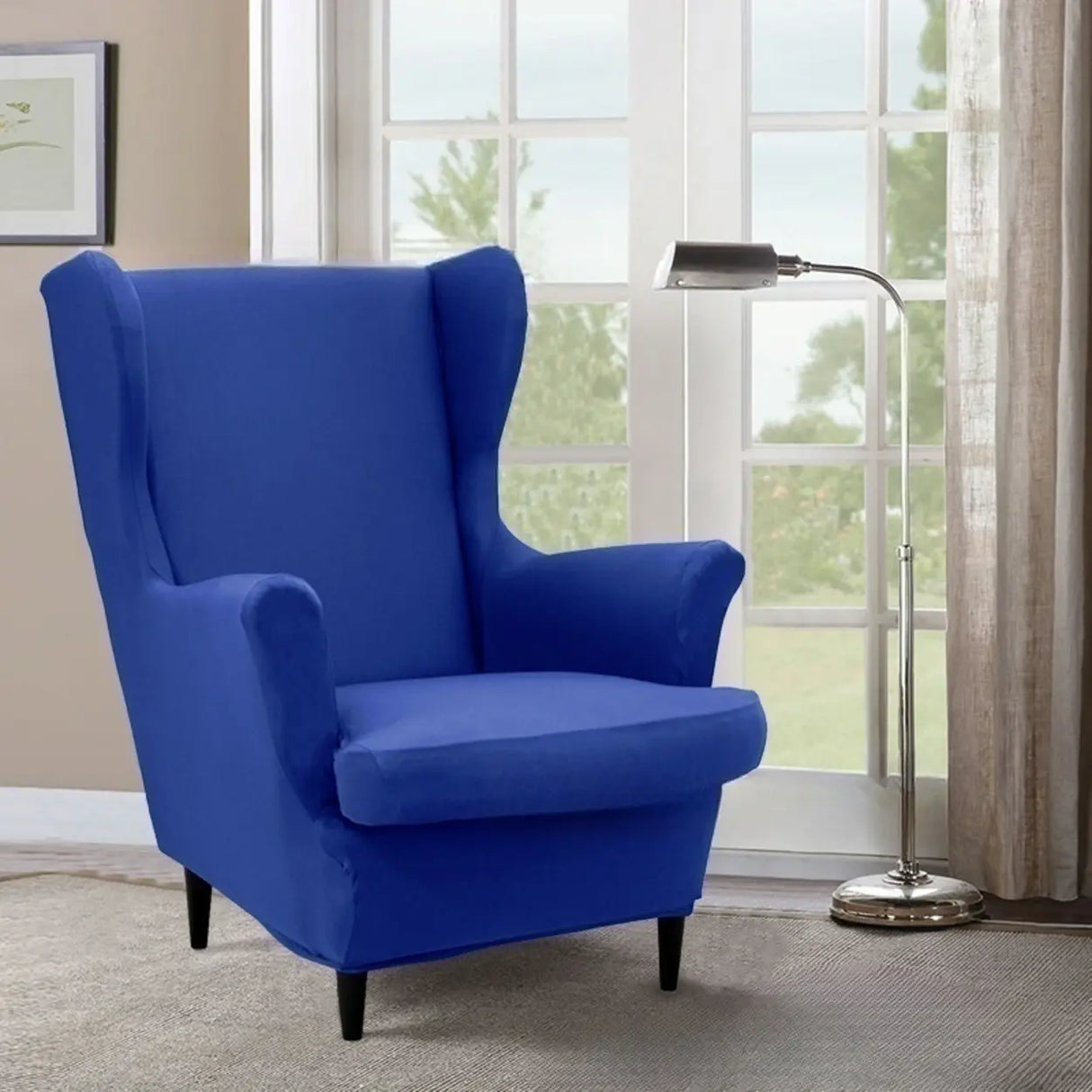 Dark Purple Fixed Back Cotton Fill High-Back Arm Chair Image - 4