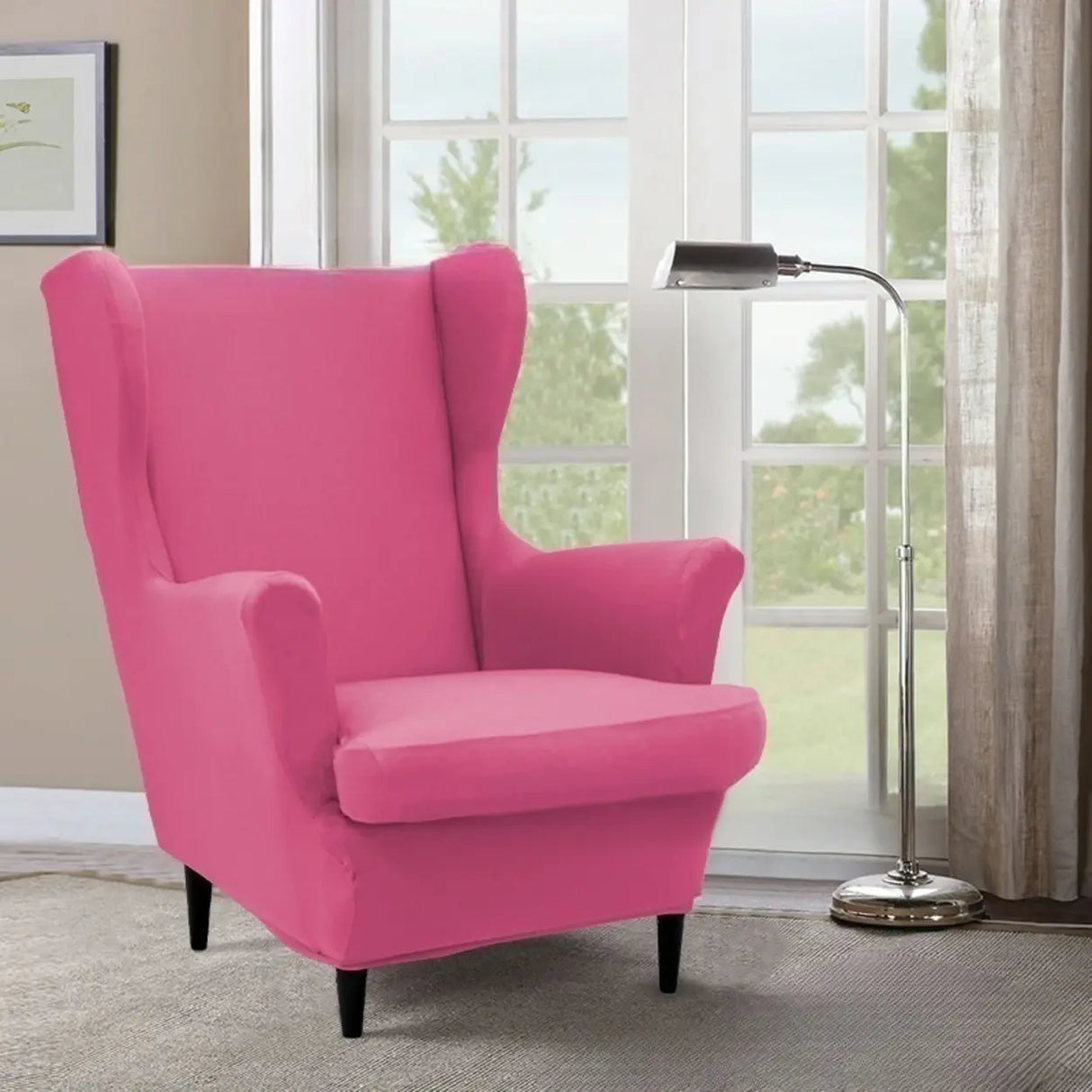 Dark Purple Fixed Back Cotton Fill High-Back Arm Chair Image - 6