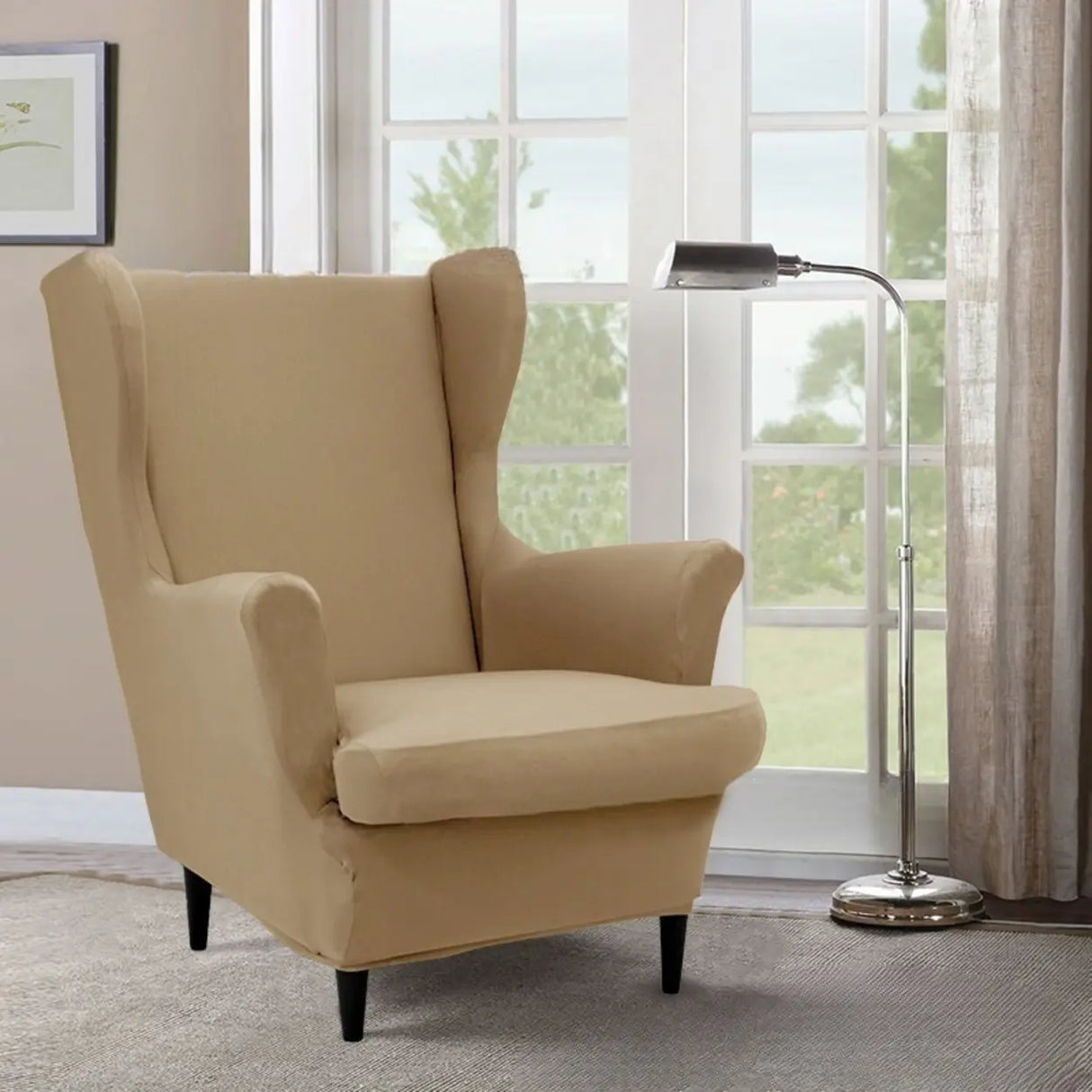 Dark Purple Fixed Back Cotton Fill High-Back Arm Chair Image - 7