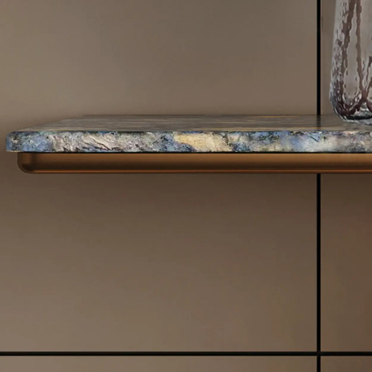 Decorative Abstract Oval Marble Top Bronze Console Table Image - 8