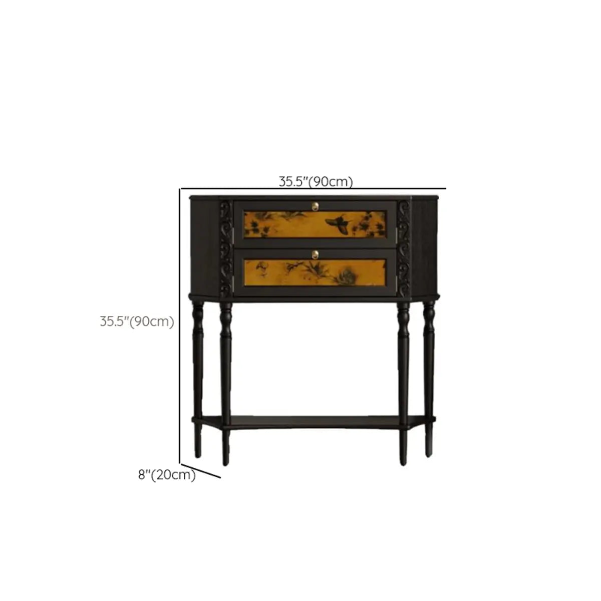 Decorative Black Wood Console Table with Ornate Drawers Image - 10