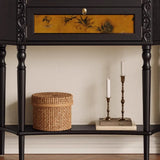 Decorative Black Wood Console Table with Ornate Drawers Image - 8