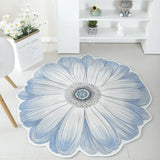 Decorative Blue Floral-Shaped Anti-Slip Area Rug Image - 11