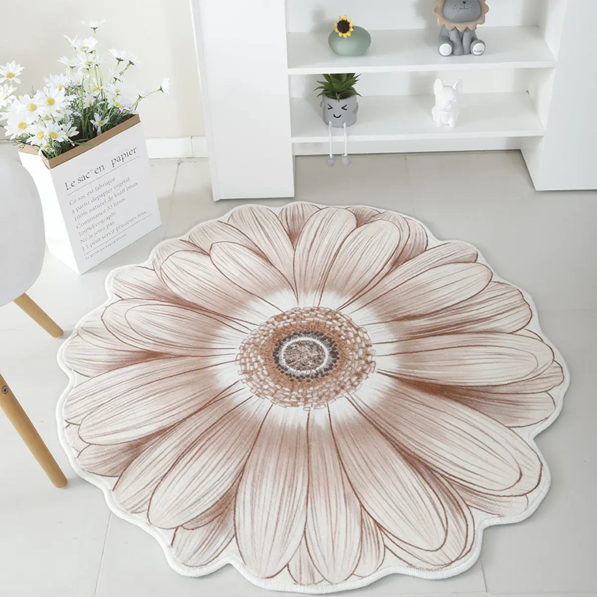 Decorative Blue Floral-Shaped Anti-Slip Area Rug Image - 15