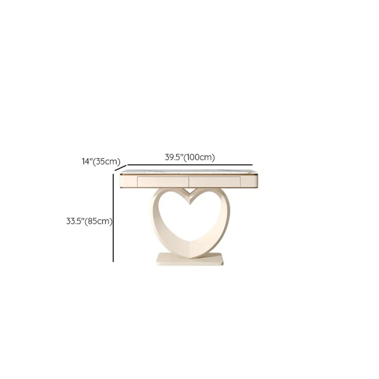 Decorative Curved Marble-Top Cream Storage Console Table 