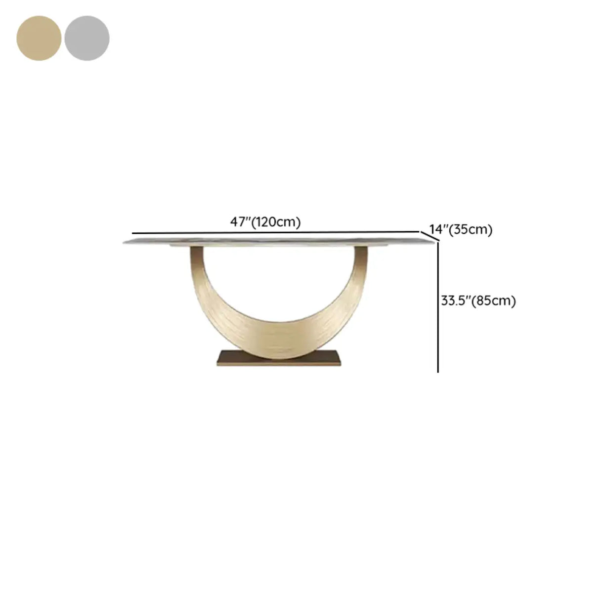 Decorative Curved Marble-Top Gold Accents Console Table 