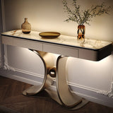 Decorative Curved Marble Top Gold Storage Console Table Image - 1